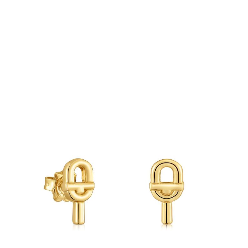 Pendientes pequeños con baño de oro 18 kt sobre plata 14 mm TOUS MANIFESTO-0