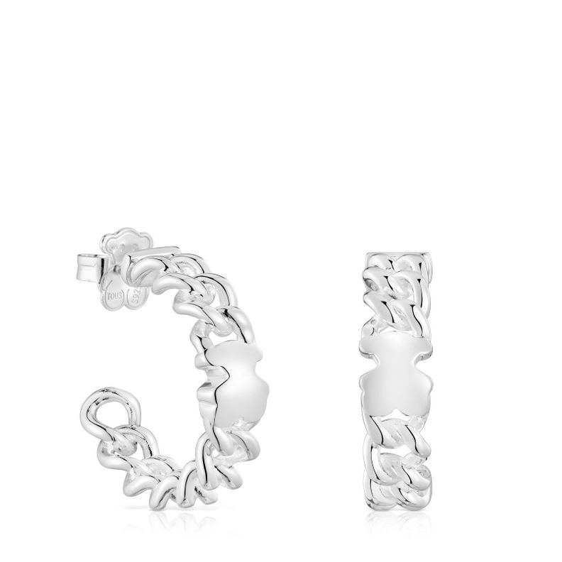 Pendientes aro de plata motivo oso Bold Motif-0