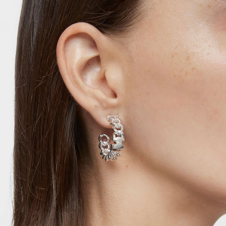 Pendientes aro de plata motivo oso Bold Motif-4