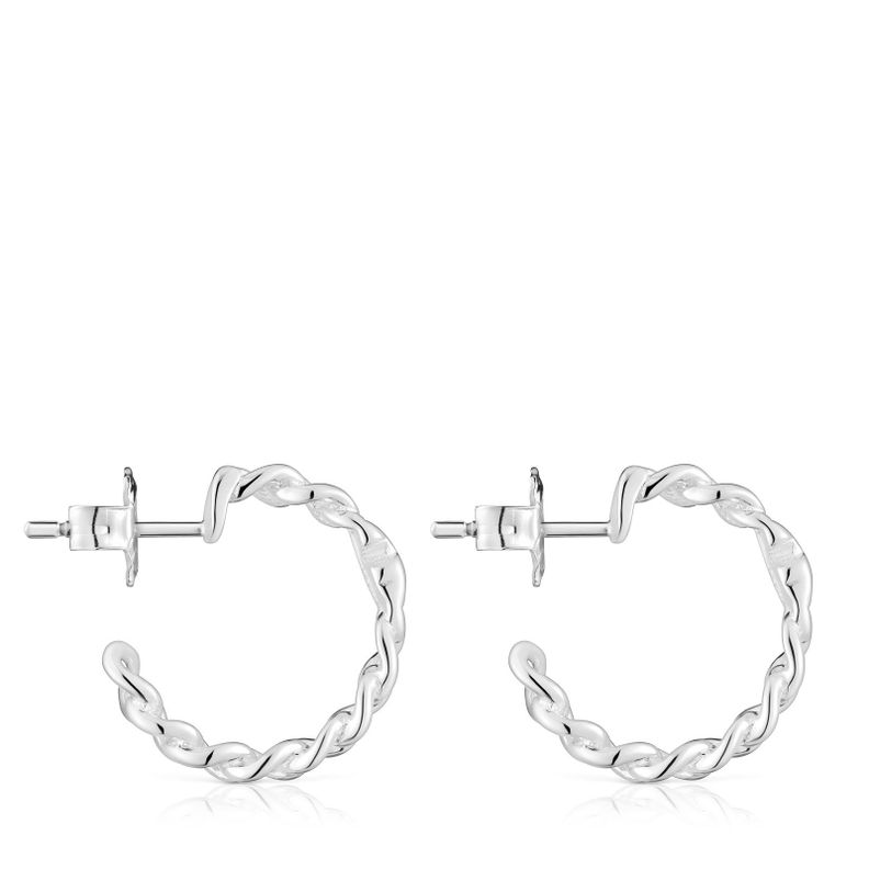 Pendientes aro cortos de plata motivo oso Bold Motif-1
