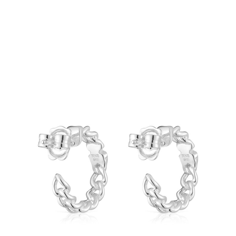 Pendientes aro cortos de plata motivo oso Bold Motif-2