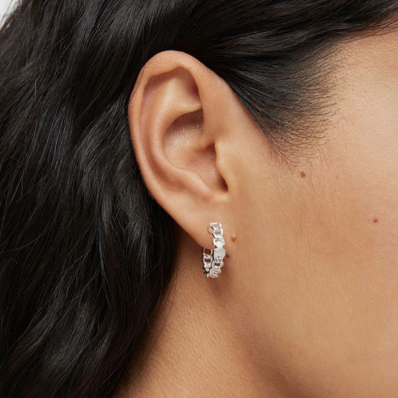 Pendientes aro cortos de plata motivo oso Bold Motif-3