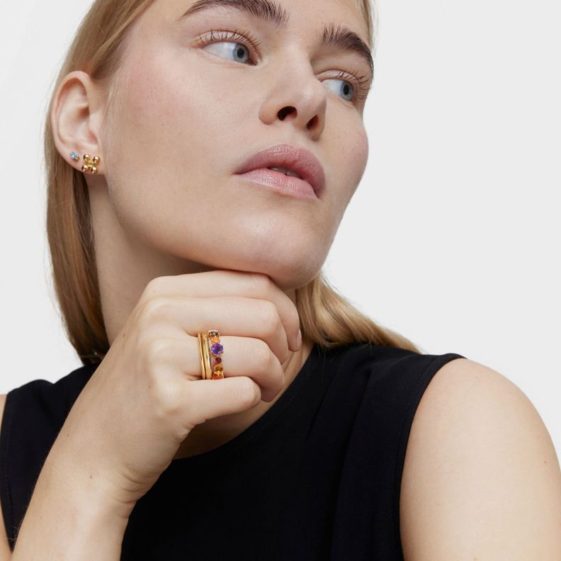 Anillo pequeño con baño de oro 18 kt sobre plata Sugar Party-3