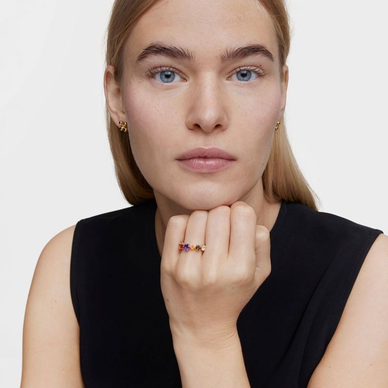 Anillo pequeño con baño de oro 18 kt sobre plata Sugar Party-4