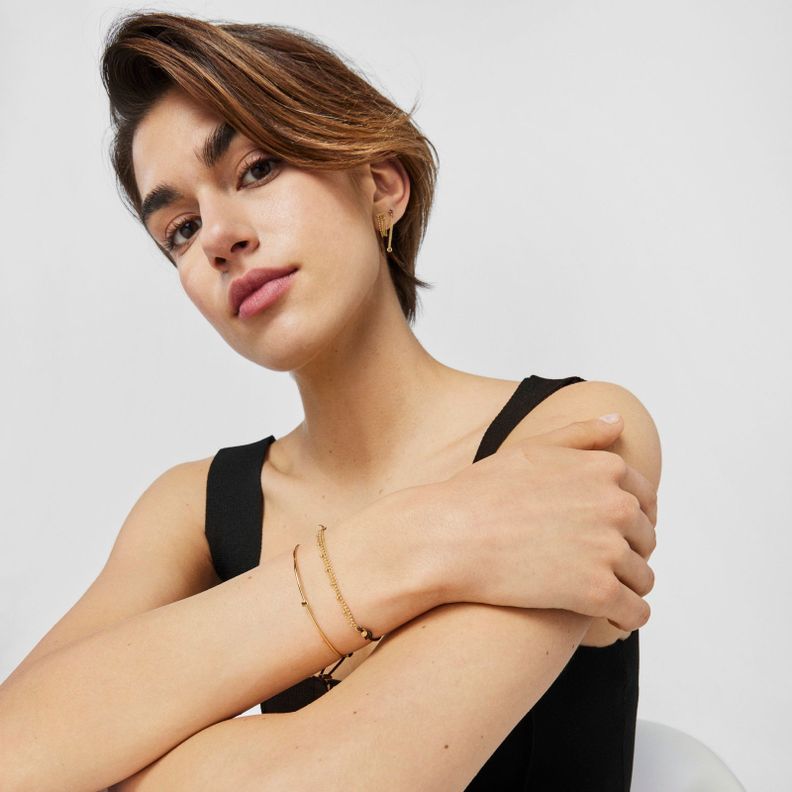Pulsera de oro y nylon con cadenas Cool Joy-0