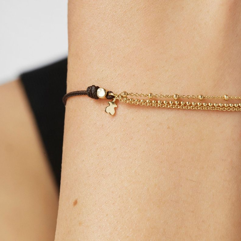 Pulsera de oro y nylon con cadenas Cool Joy-3