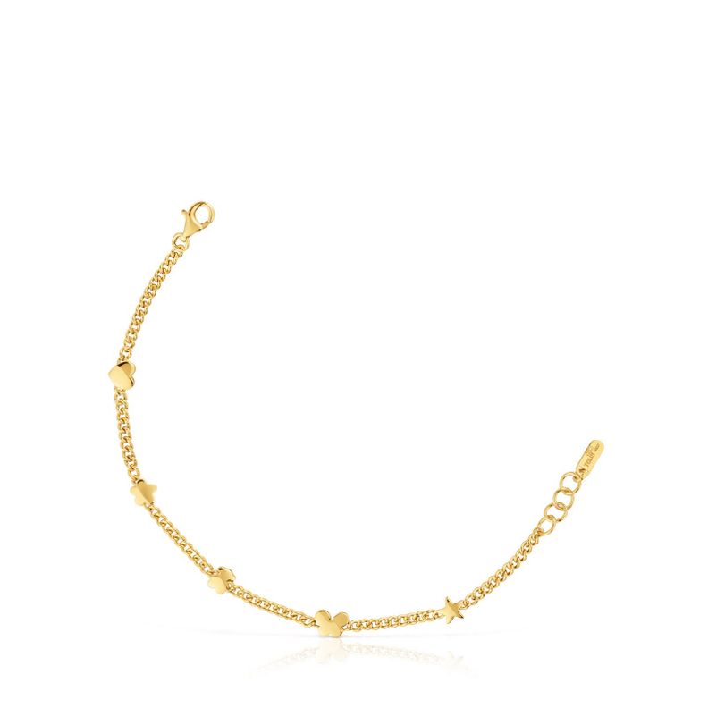 Pulsera cadena con baño de oro 18 kt sobre plata-0