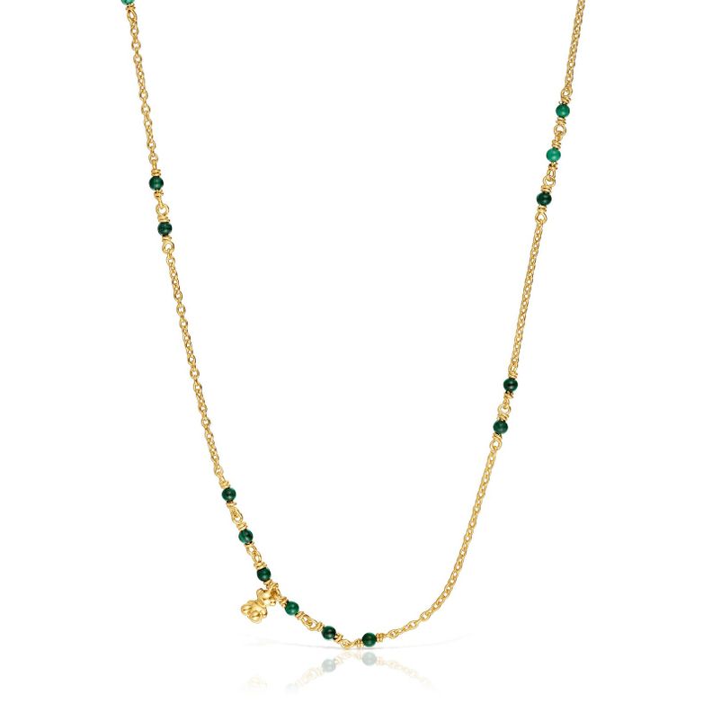 Collar de plata vermeil y malaquita Bold Bear-0