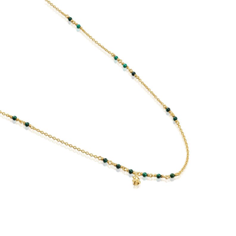 Collar de plata vermeil y malaquita Bold Bear-2