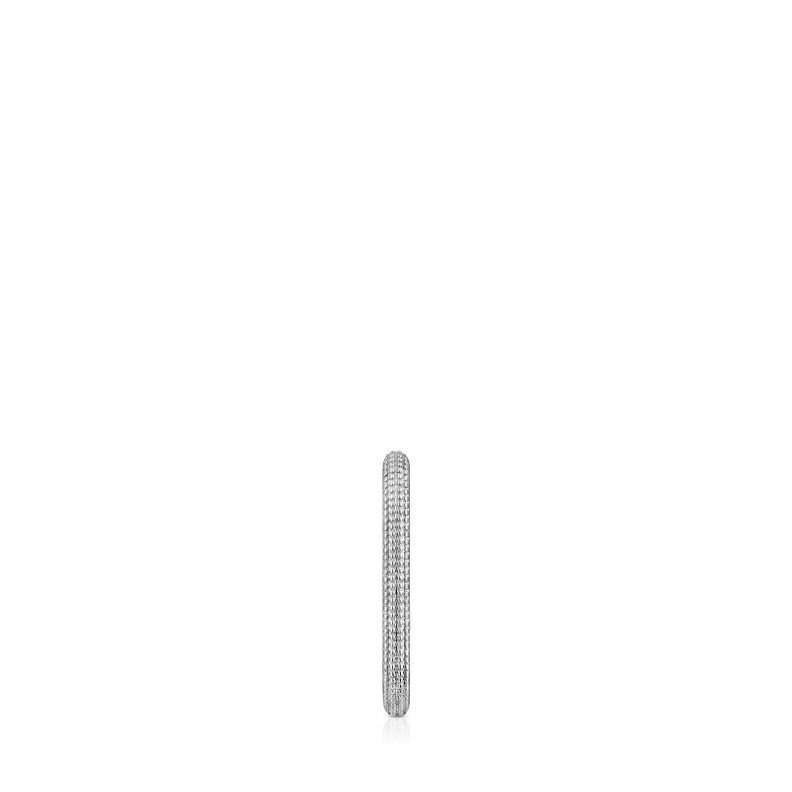 Pendiente individual de aro bicolor millgrain Basics-1