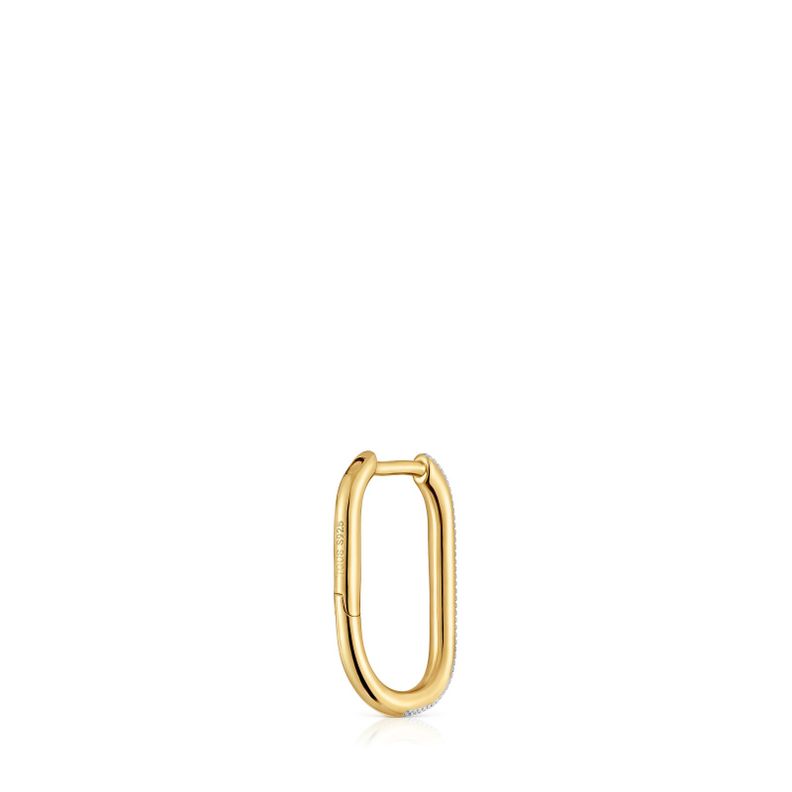 Pendiente individual de aro bicolor millgrain Basics-2