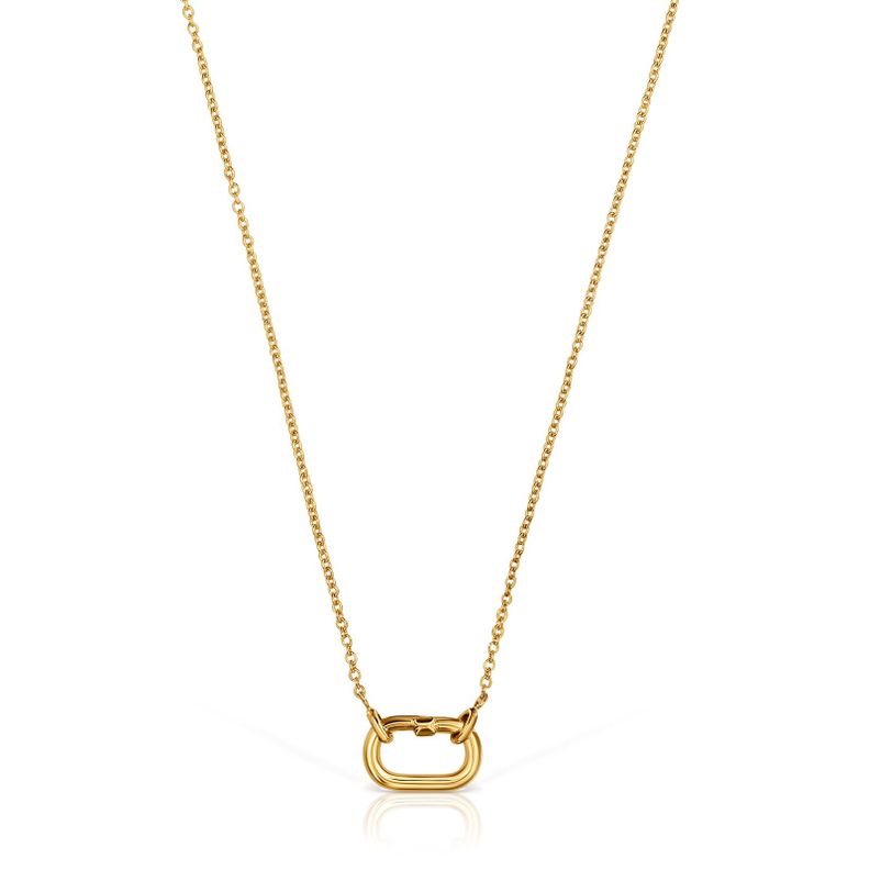 Collar corto con baño de oro 18 kt sobre plata con anilla Hold Oval-0
