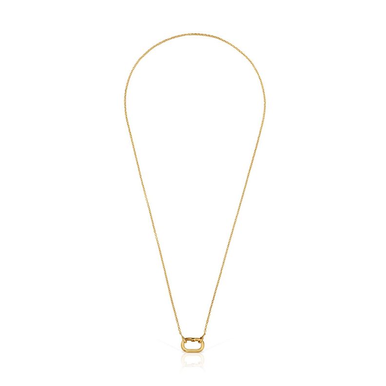 Collar corto con baño de oro 18 kt sobre plata con anilla Hold Oval-1