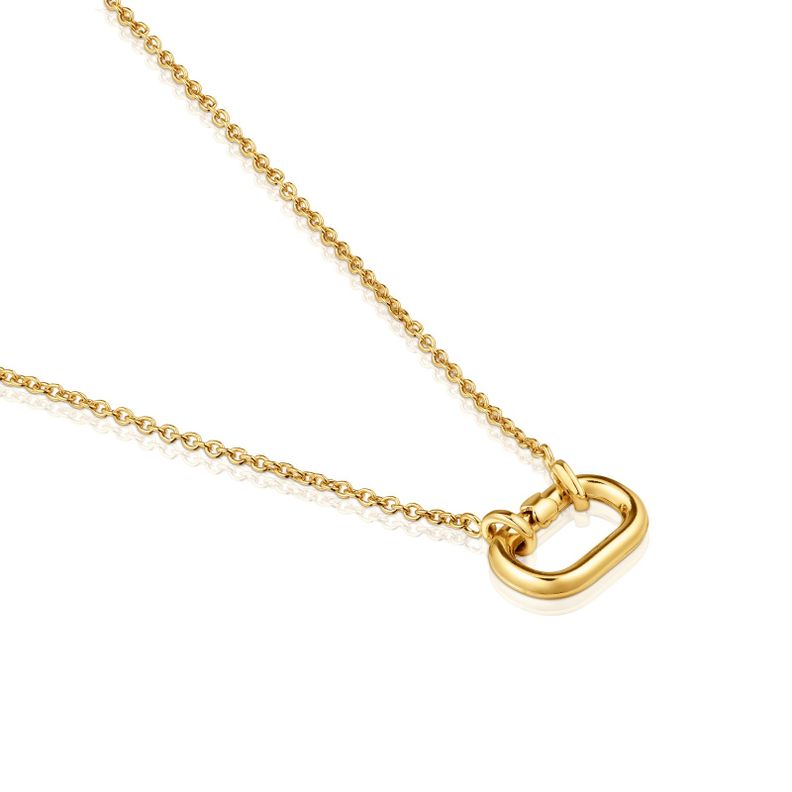 Collar corto con baño de oro 18 kt sobre plata con anilla Hold Oval-2
