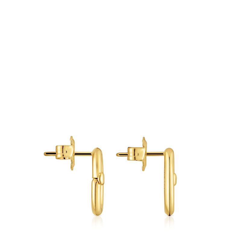 Pendientes pequeños con baño de oro 18 kt sobre plata Hold Oval-1
