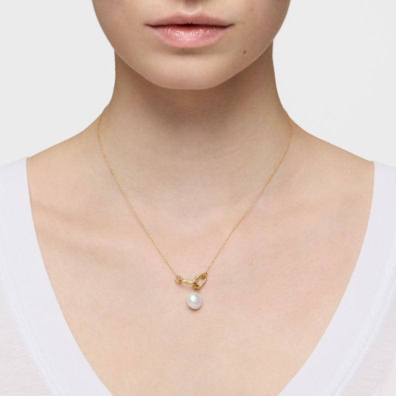 Gargantilla de oro doble Hold Oval-4
