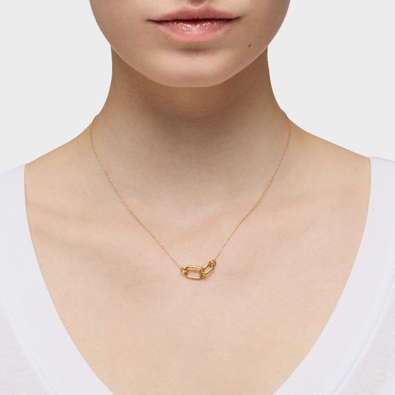 Gargantilla de oro doble Hold Oval-5