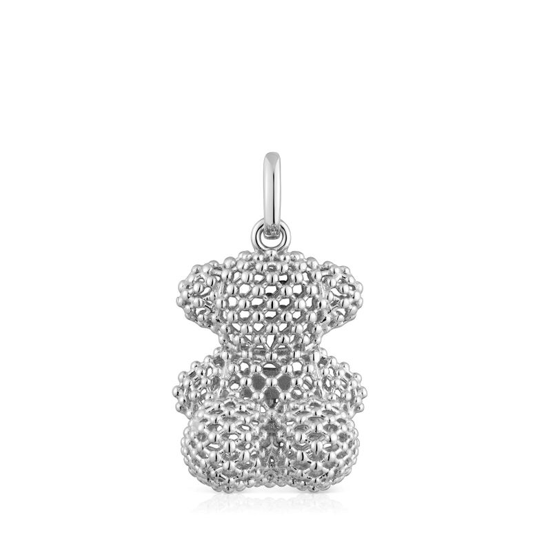 Colgante oso mediano texturizado de plata 22 mm Bold Bear-0