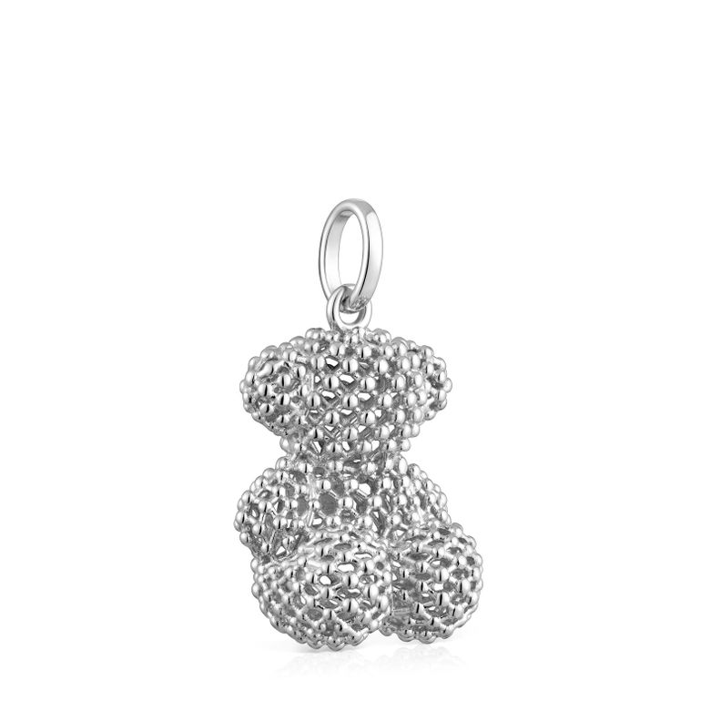 Colgante oso mediano texturizado de plata 22 mm Bold Bear-1
