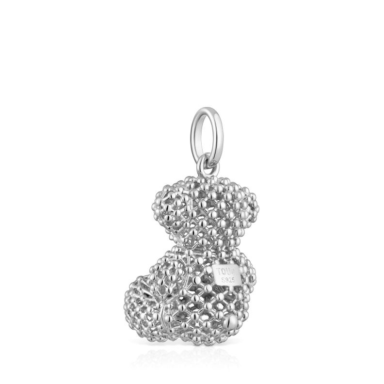 Colgante oso mediano texturizado de plata 22 mm Bold Bear-2