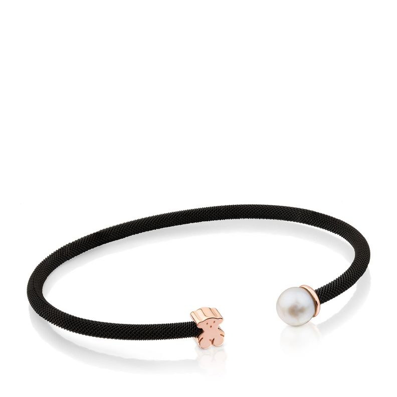 Pulsera Tous Icon Mesh de Acero y Plata Vermeil rosa-0