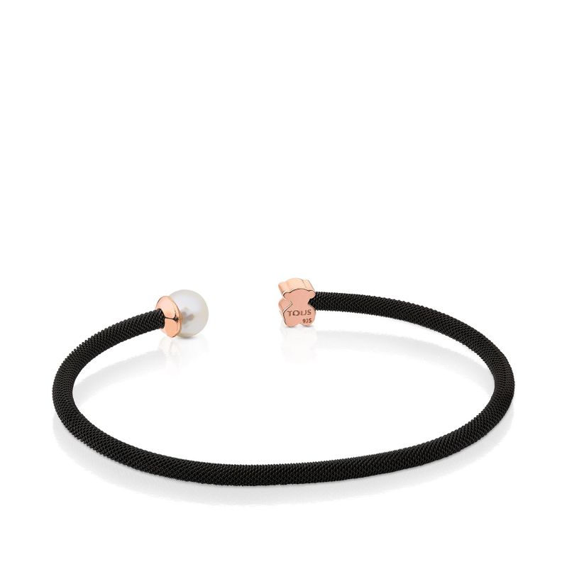 Pulsera Tous Icon Mesh de Acero y Plata Vermeil rosa-2