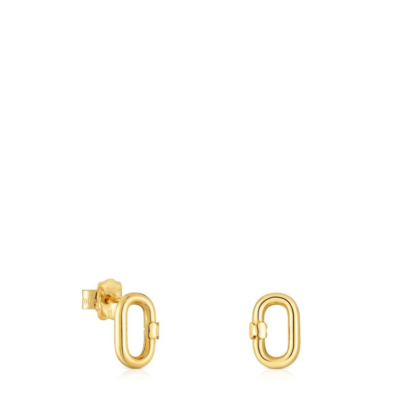 Pendientes pequeños de oro 10 mm Hold Oval-0