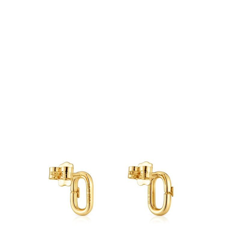 Pendientes pequeños de oro 10 mm Hold Oval-2