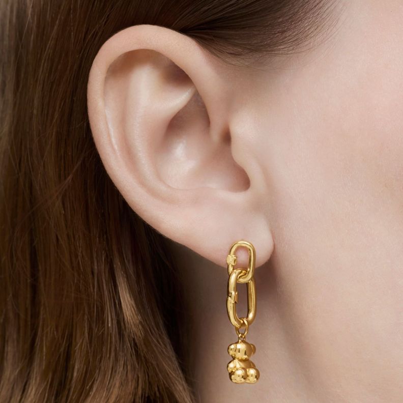Pendientes pequeños de oro 10 mm Hold Oval-4