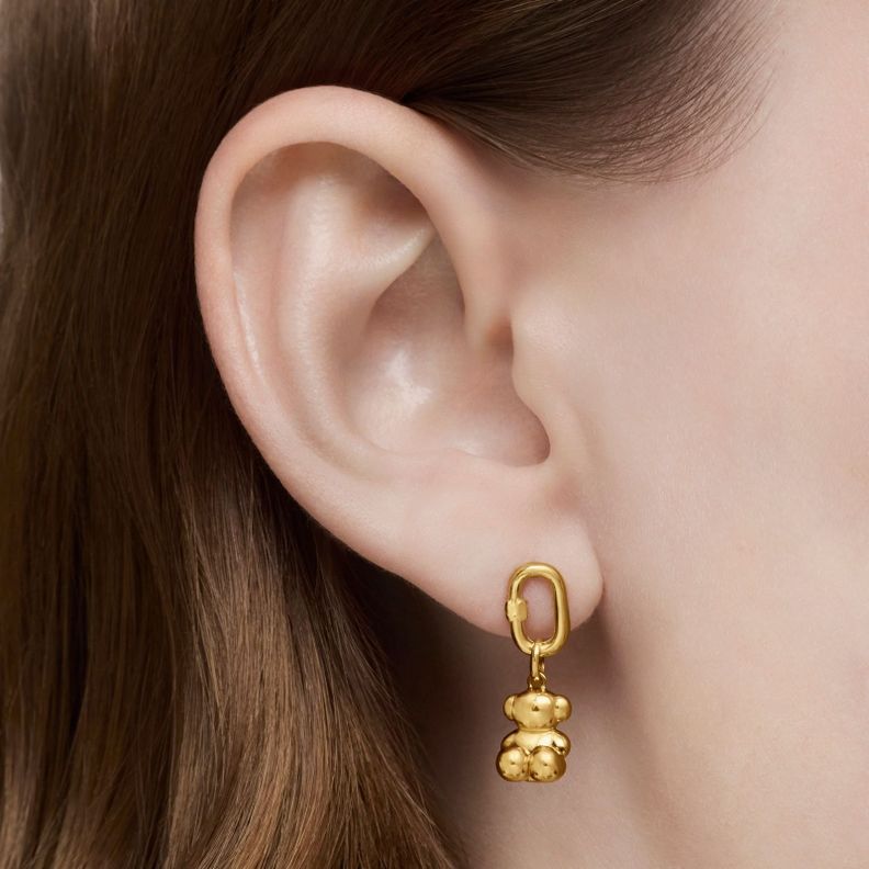 Pendientes pequeños de oro 10 mm Hold Oval-5
