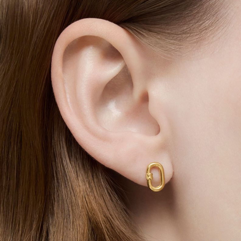 Pendientes pequeños de oro 10 mm Hold Oval-6
