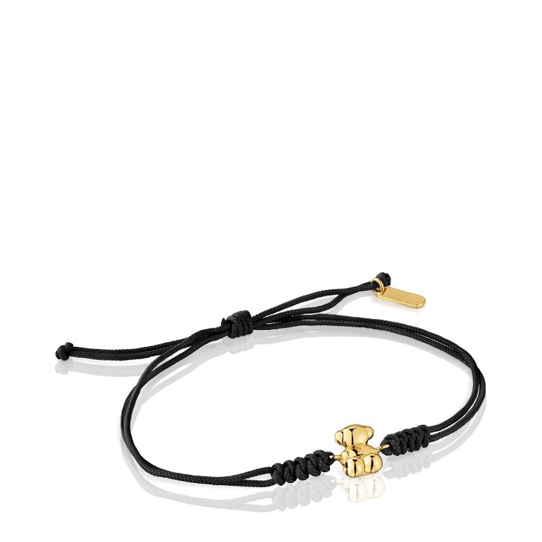 Pulsera de nylon y oso de oro en color negro Bold Bear-0