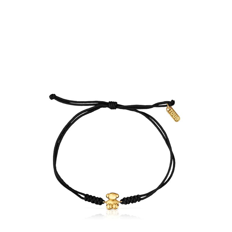 Pulsera de nylon y oso de oro en color negro Bold Bear-1