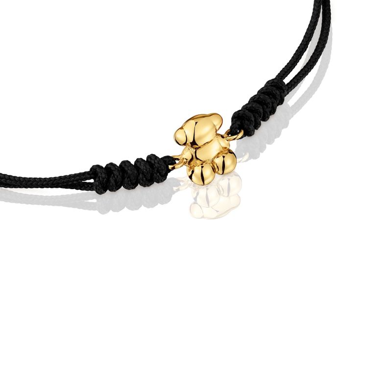 Pulsera de nylon y oso de oro en color negro Bold Bear-2