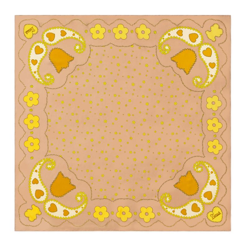 Panuelo cuadrado arena TOUS Motifs Paisley Beige