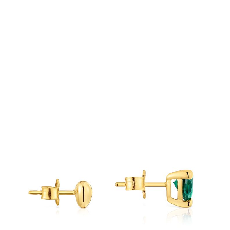Pendientes con baño de oro 18 kt sobre plata y esmeralda creada en laboratorio Garden Of Love LGG-1