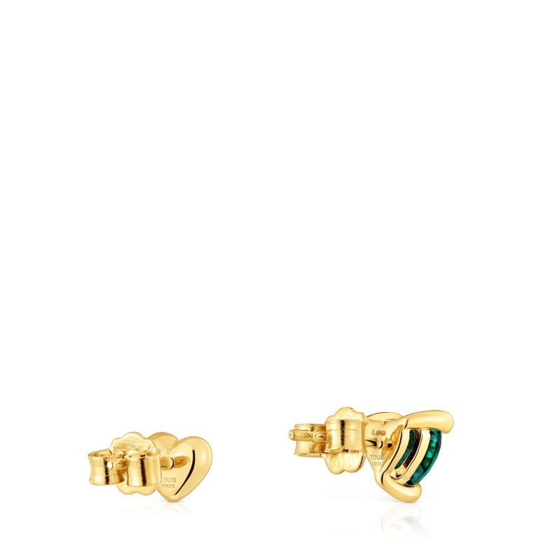 Pendientes con baño de oro 18 kt sobre plata y esmeralda creada en laboratorio Garden Of Love LGG-2