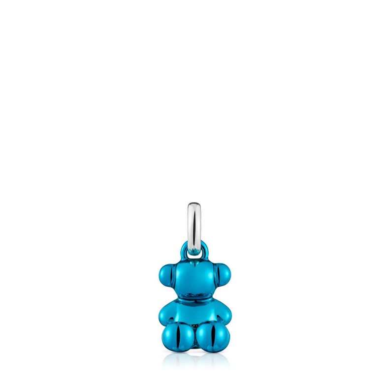 Colgante oso pequeño de acero en color azul Bold Bear-0