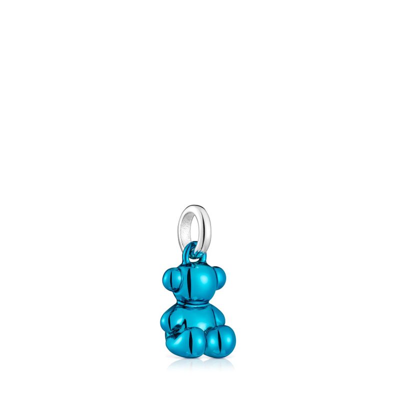 Colgante oso pequeño de acero en color azul Bold Bear-1