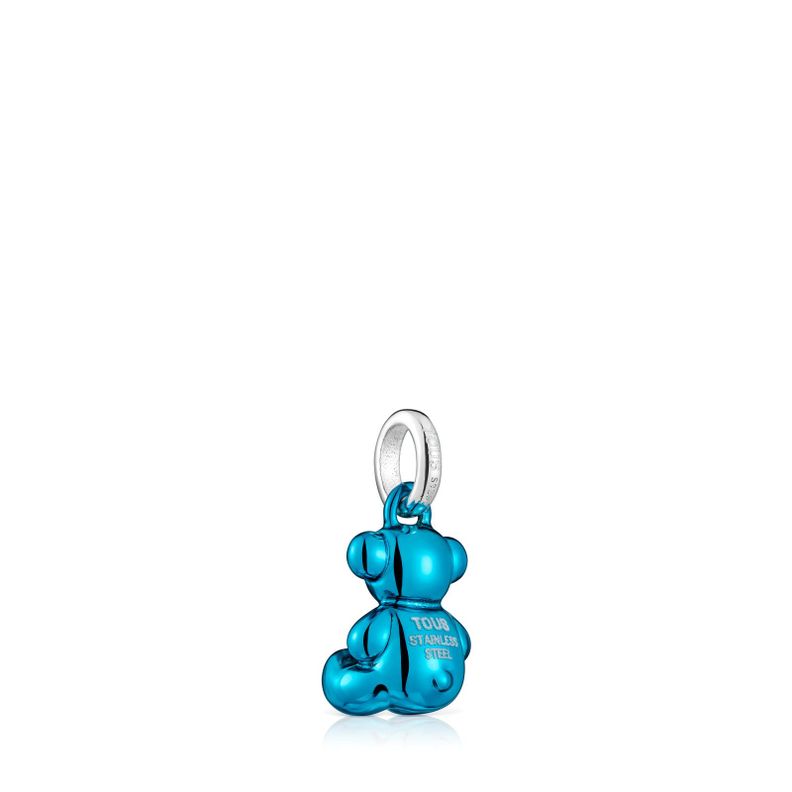 Colgante oso pequeño de acero en color azul Bold Bear-2