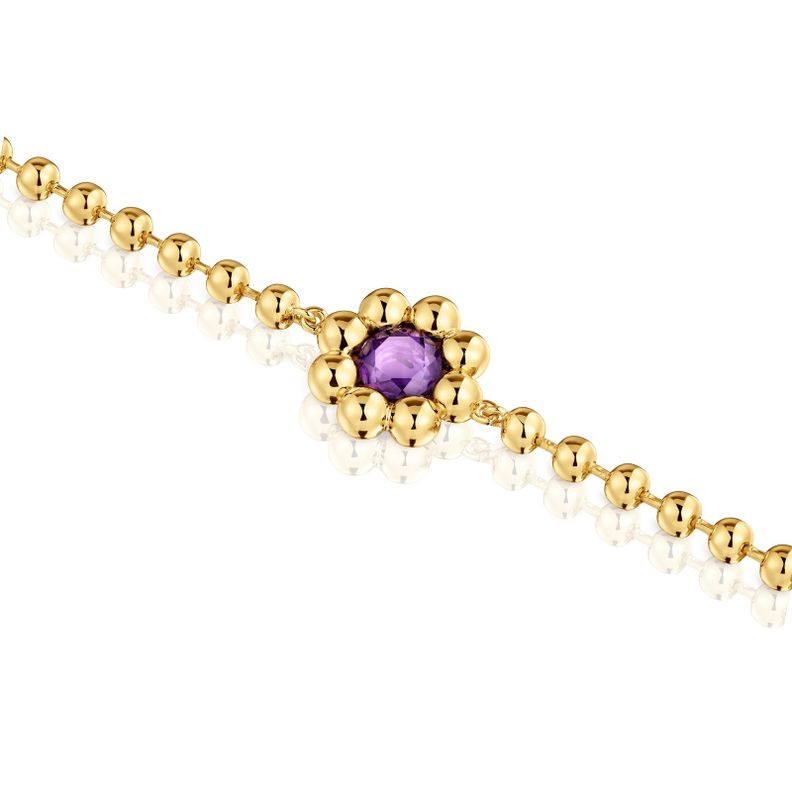 Pulsera cadena flor con baño de oro 18 kt sobre plata-2