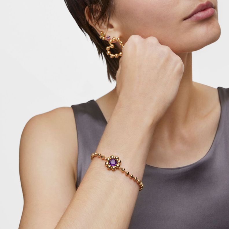 Pulsera cadena flor con baño de oro 18 kt sobre plata-3