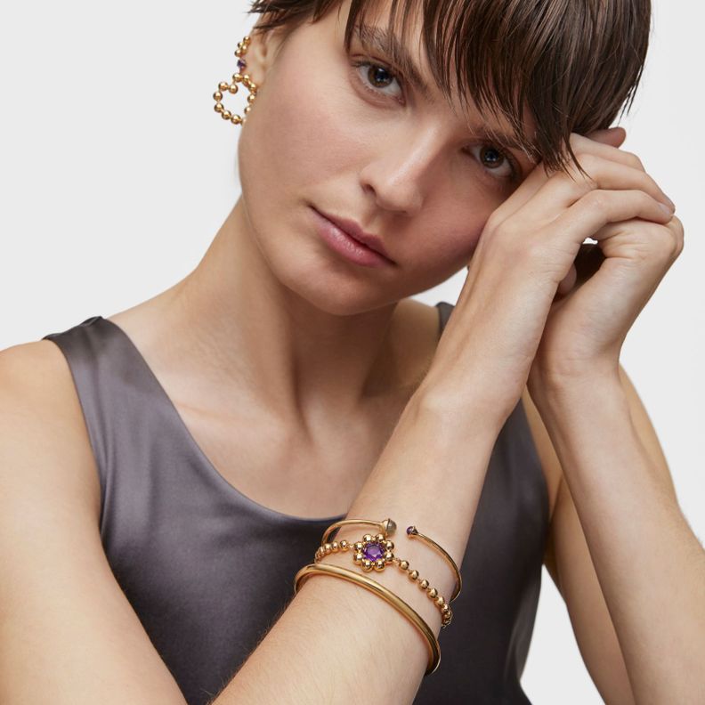 Pulsera cadena flor con baño de oro 18 kt sobre plata-4