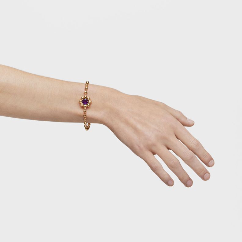 Pulsera cadena flor con baño de oro 18 kt sobre plata-5