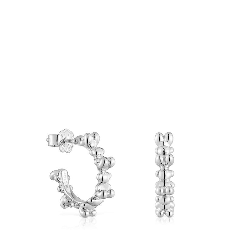 Pendientes de aro de plata 12 mm Bold Bear-0