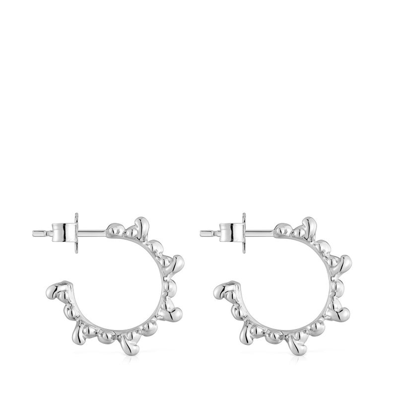 Pendientes de aro de plata 12 mm Bold Bear-1