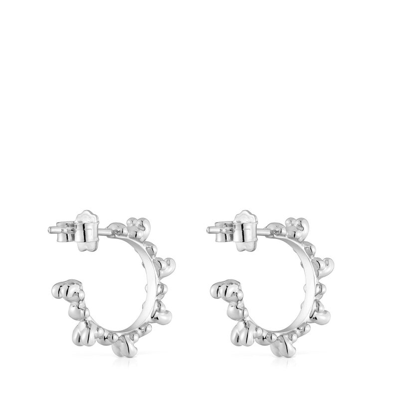 Pendientes de aro de plata 12 mm Bold Bear-2