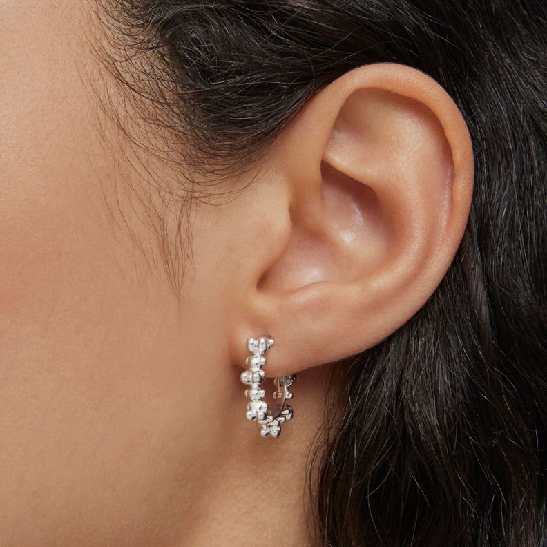 Pendientes de aro de plata 12 mm Bold Bear-5