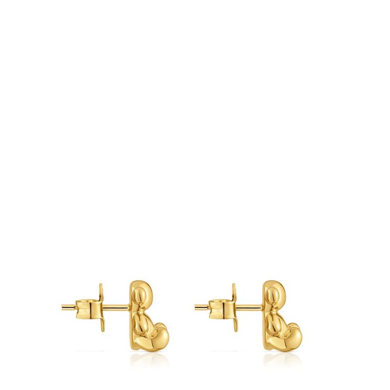Pendientes oso con baño de oro 18 kt sobre plata-1