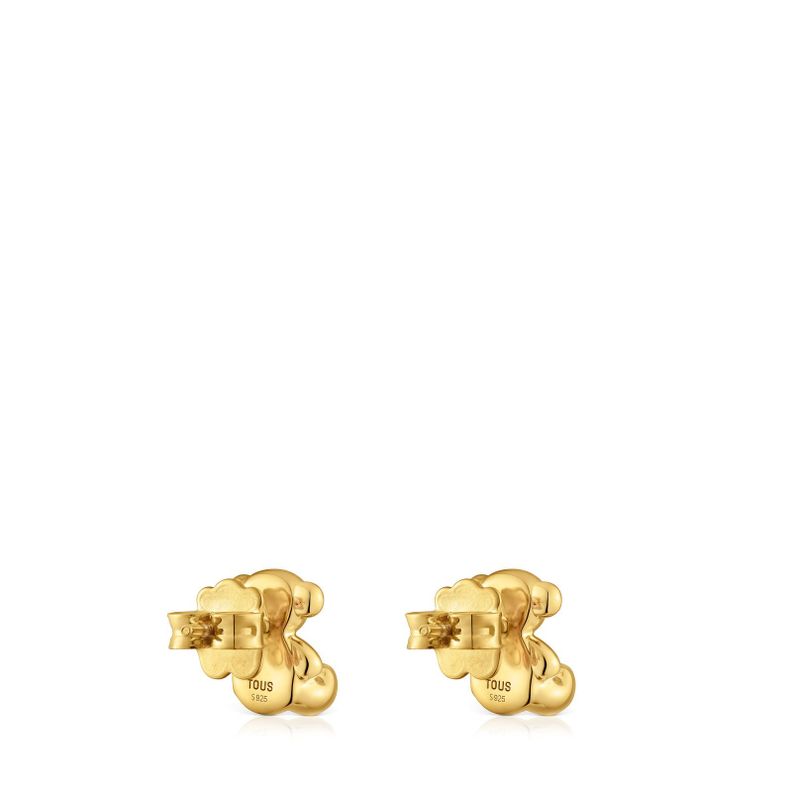 Pendientes oso con baño de oro 18 kt sobre plata-2